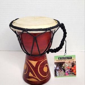 Handcrafted Wooden Indonesian Djembe Drum NWT